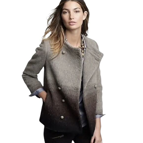 J. Crew Gray Brown Ombre Double-Breasted Coat Size 6 Wool Blend - Picture 8 of 15